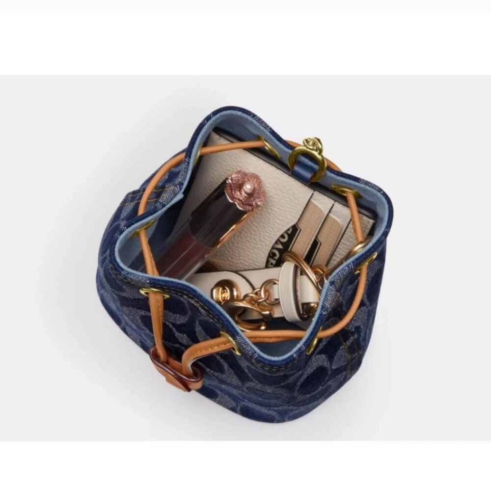 Coach Denim Drawstring Wristlet - Picture 5 of 7